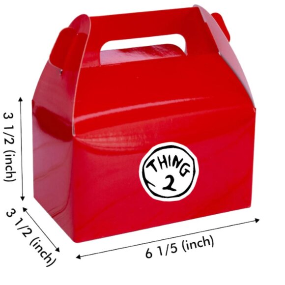 Thing 2 Gable Gift Box Custom Set of 12 6.3 x 6.3 x 3.5 - Picture 5 of 5